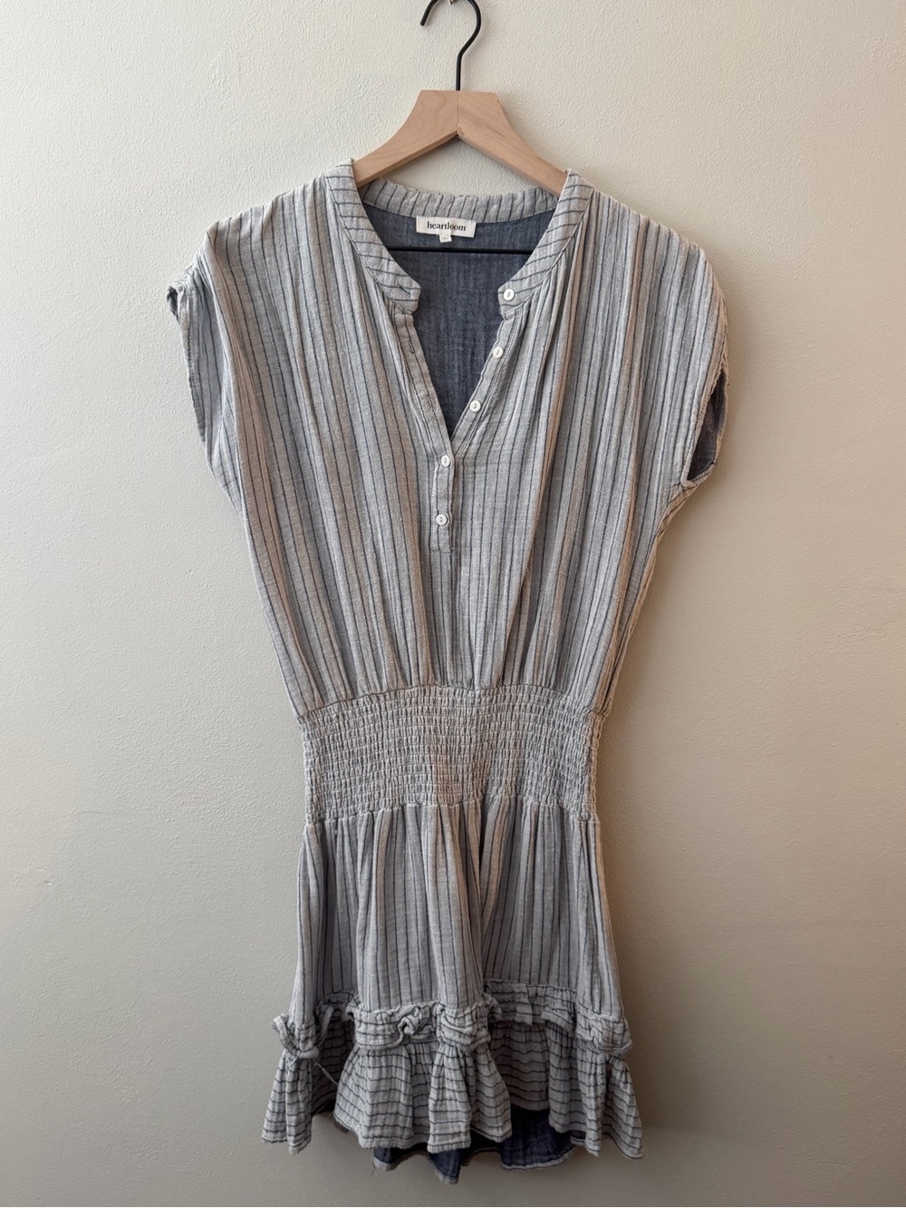 Heartloom Gray Striped Smocked-Waist Tunic